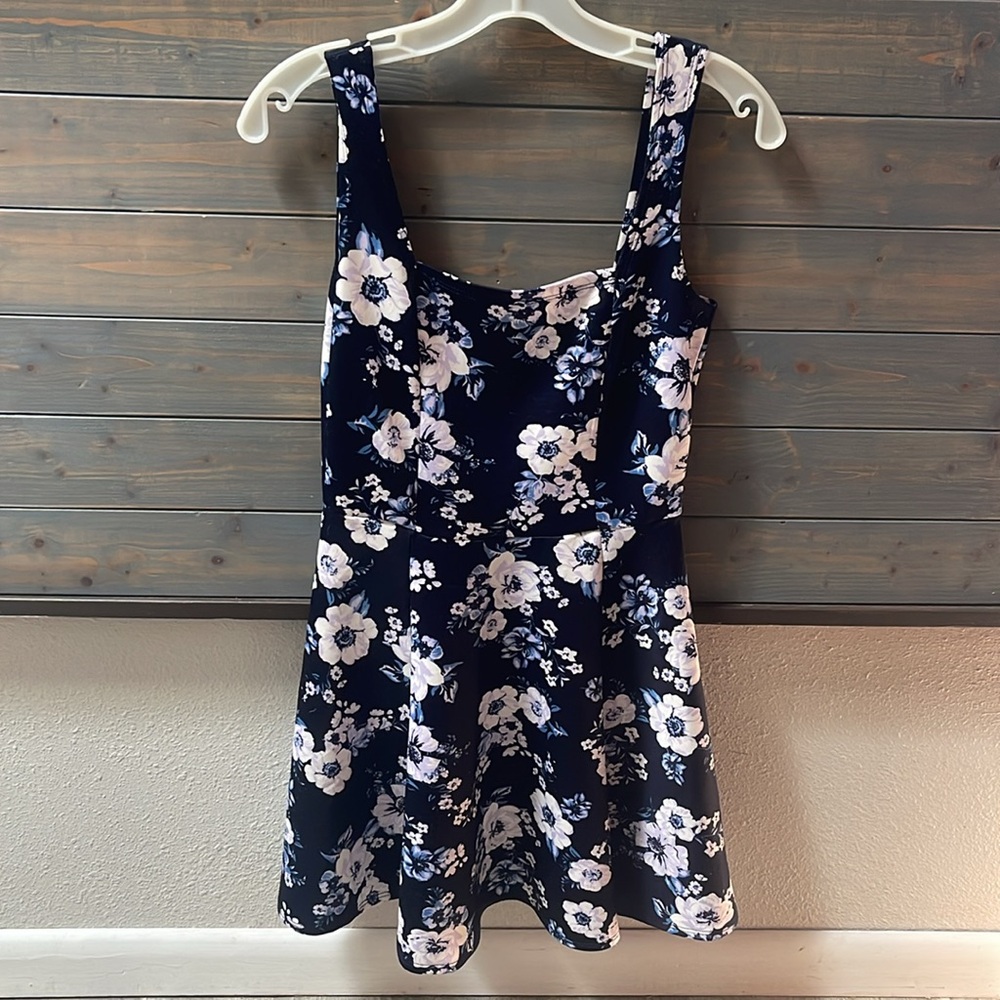Derek Heart Navy & White Floral Dress